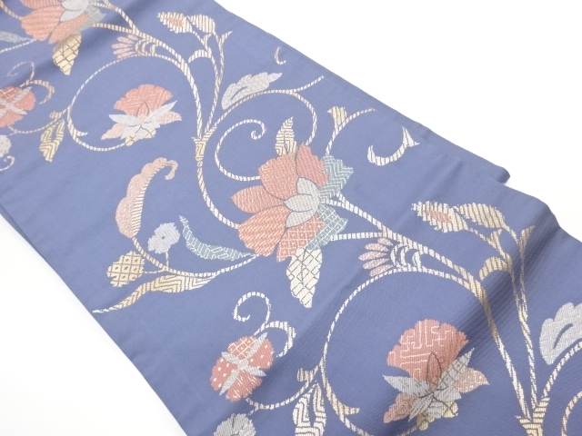 JAPANESE NAGOYA OBI / WOVEN FLOWER ARABESQUE
